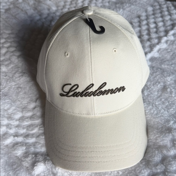 🆕 LULULEMON Structured Ball Cap Script NWT Light Ivory/Olive Brown - Picture 15 of 15